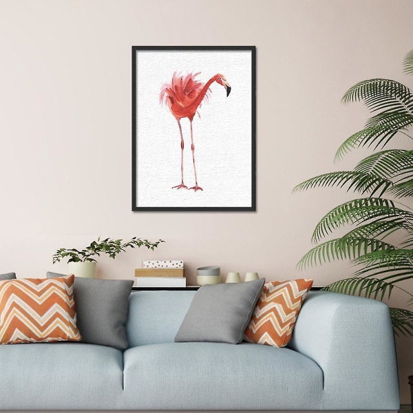 Wekity Flamingo Väggkonst Canvas Print Affisch, Enkelt Mode Vattenfärg Konst Ritning Dekor För Hem Vardagsrum Sovrum Kontor Och Barnrum