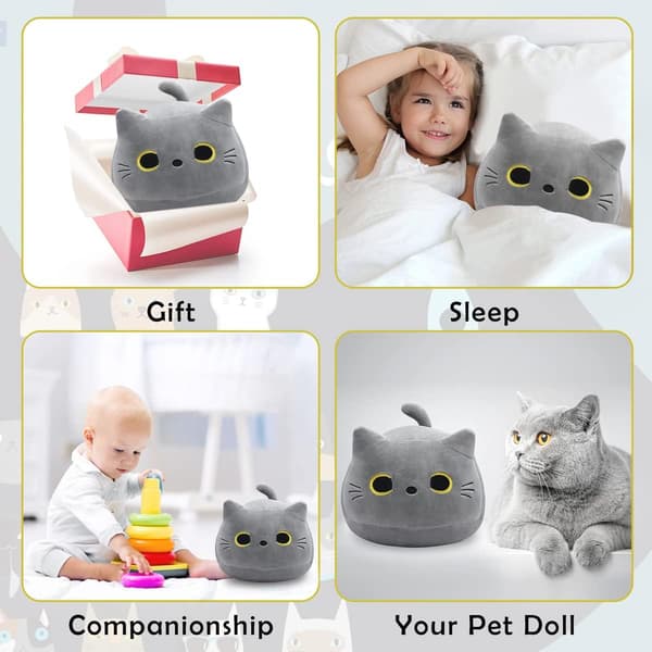 Plush Kattedyr, 12 Tommer Søt Grå Kattepus Pille