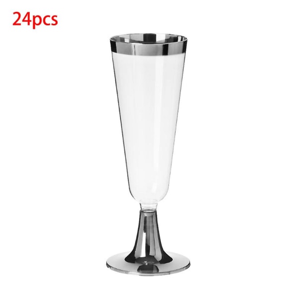 24x Plast Champagne Flutes Disponibel Champagneglas för fester Bröllop
