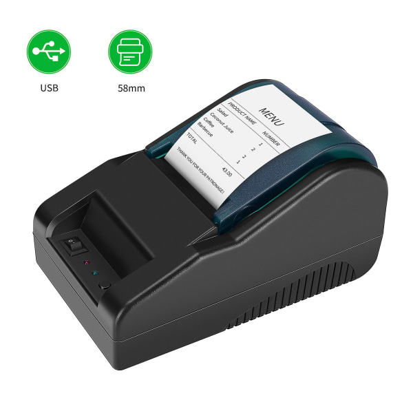 Skrivbords-kvittoprinter 58mm USB Termisk Kvittoprinter Fakturabiljett Klar utskrift Hög hastighet POS-printer Stöd för kassalåda Kompatibel med ESC/POS-utskriftskommandon