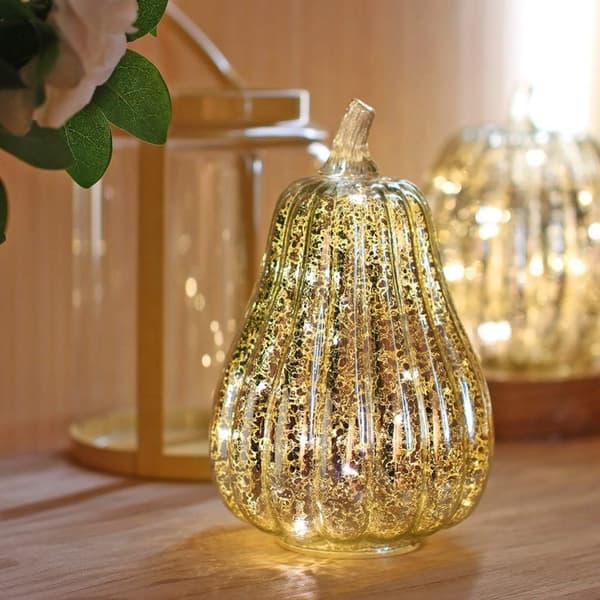 Sølv Gresskar Lys Opp Halloween Gresskar Glød Glass Gresskar Deko