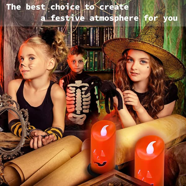 2 stk. Halloween Gresskarformet LED-lys med Knappebatteri H