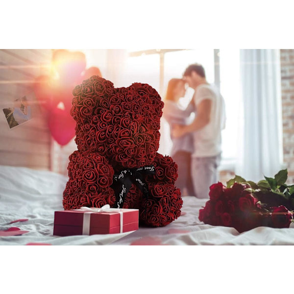 Rosbjörn Teddyblomma Dekorativ Ask Valentin Present Mors Dag Jubileum Födelsedagspresent