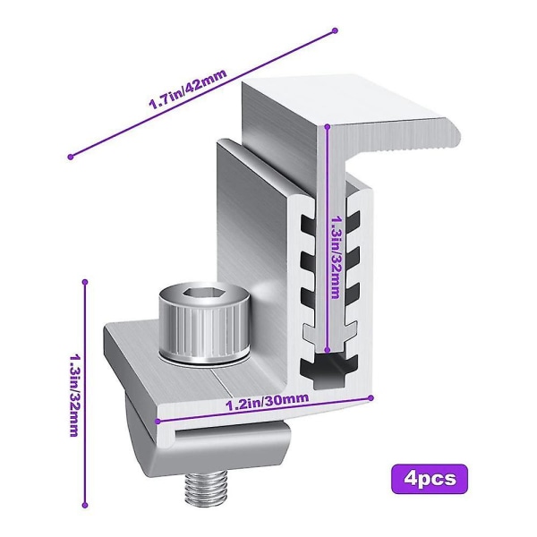 4-pack solpanelhållare justerbar ändpanelklämma aluminium