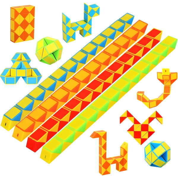12-pack festväskor för barnfödelsedagsfest, 3D Magic Snake Rubiks kub pusselleksak, present till barnfödelsedagsfest (slumpmässig färg)