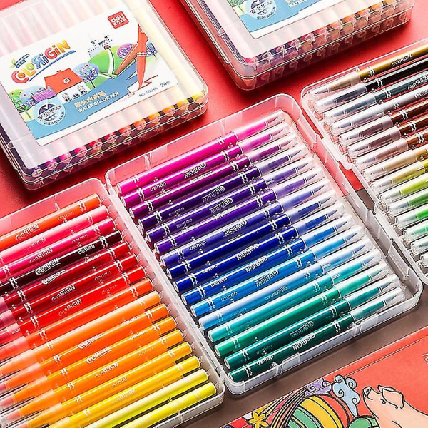 Kraftfull färgpenna med mjukt huvud 24-färgs set för barn och studenter med färgpenna Tvättbar akvarellpensel (vattenfärg med mjukt huvud