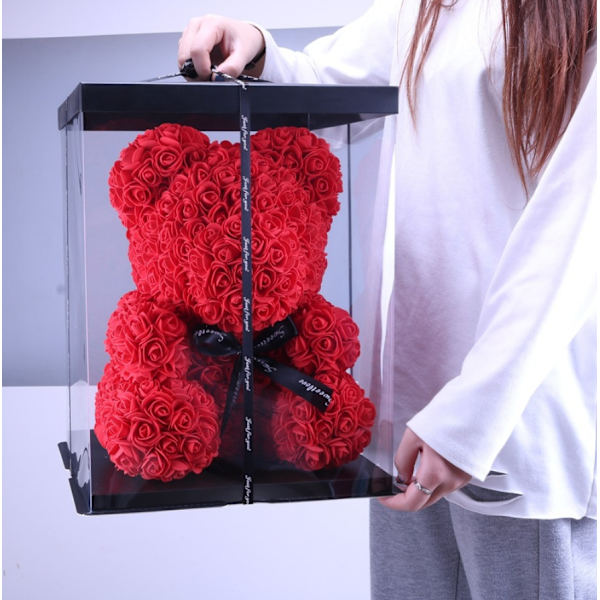 Rosbjörn Teddyblomma Dekorativ Ask Valentin Present Mors Dag Jubileum Födelsedagspresent