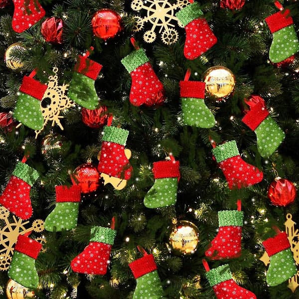 Mini Julestrømpe, snøfnuggtrykt julestrømpe, til jul