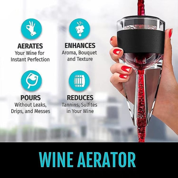 Vinaerator - Lyxig Rödvinseraerator Dekanter med Unik Trestegsluftsättning, Hällpip