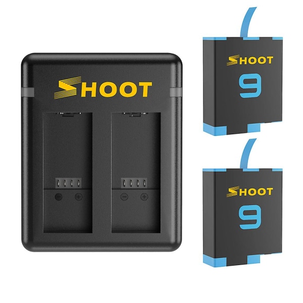 För Hero 9 Sport Camera Batteri + Dual Charger Set 2 Batterier 1 Dual Charge
