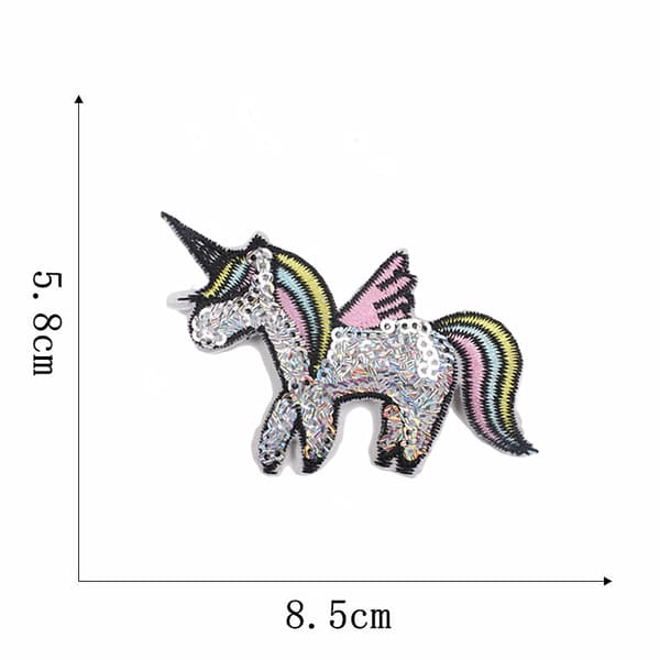 14 stk. Sekvensbrodert stofflapp, Regnbue Alpaca Unicorn, Cl