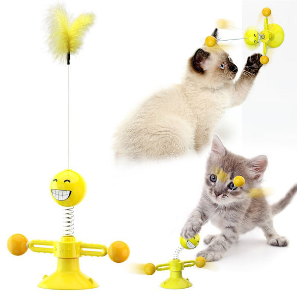 Vindkraftverk Katt Leksak, Interaktiv Retande Katt Leksak med LED-boll och Kattmynta Boll