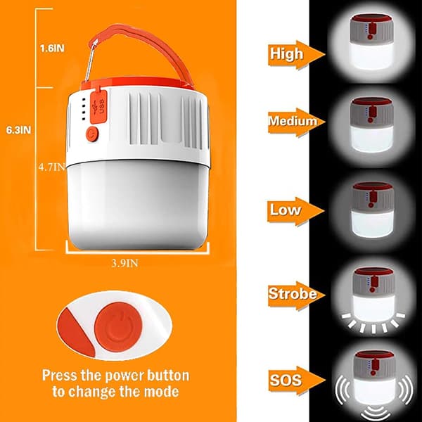 USB-oppladbart lykt - Bærbar LED-solcampinglykt Sec