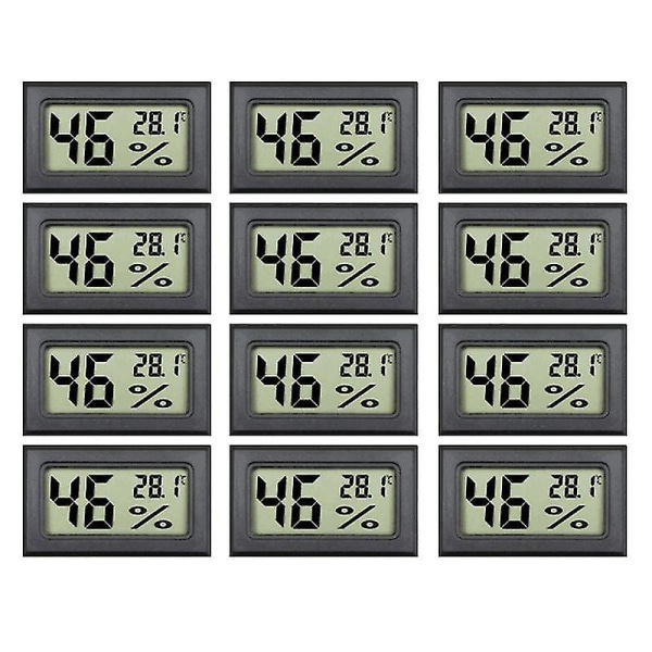 12-pack mini liten digital elektronisk temperatur luftfuktighetsmätare inomhustermometer Hygrometer LCD-skärm Celsiu