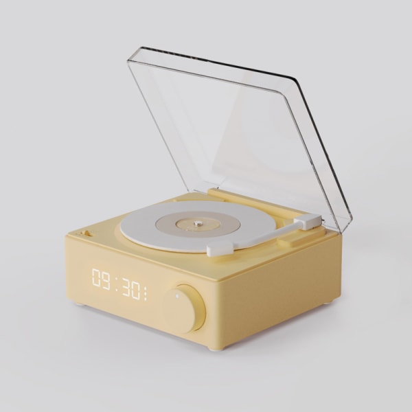 Bluetooth högtalare Trådlös musikhögtalare Klocka Musikdosa Retro TF-kort MP3-högtalare med laddning (gul)