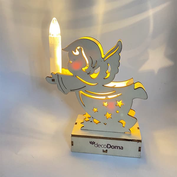 Telysholderpynt i tre LED Skrivebord Hul Figur Carvi