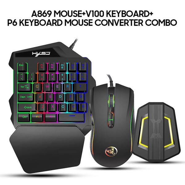 Hxsj A869 Wired Rgb Ergonomic Gaming Mouse V100 35 nycklar Enhands Gaming Keyboard P6 Portable Keyboard Mouse Converter Combo