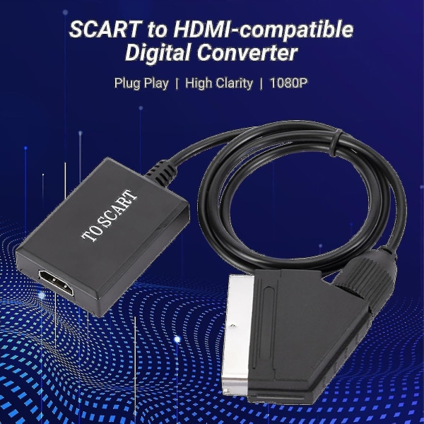 Videoadapter Plug Play Plast med hög klarhet 1080p Stabil prestanda Scart till HDMI-kompatibel digitalomvandlare för smarta enheter Gratis frakt