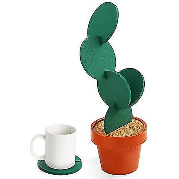 Ghyt glasunderlägg Diy Cactus Coaster Set med 6 delar med blomkrukhållare för drycker Nyhet Present för hemmakontor Bar inredning och förbättring