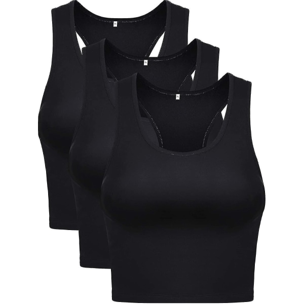 1 stycken Basic ärmlös Racerback linne för dam Sport Crop Top för dagligt bärande svart