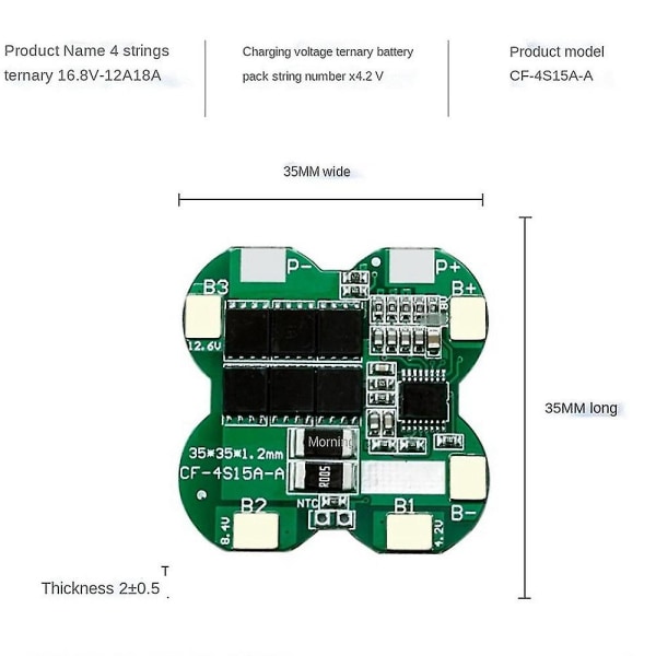 Bms 4s 12a 16.8v 18650 Lithium Battery Pack Charging Board