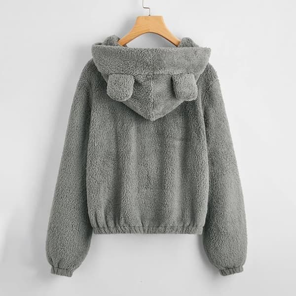 Oversized stickad sweatshirt-kofta med huva för damer - Grå - Storlek L Gray L