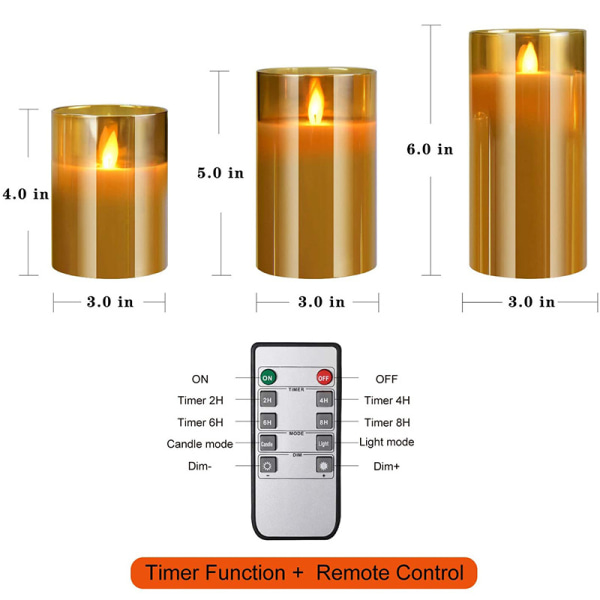 realistiska lågor 3PC Flameless LED-lampor med realistiska flimrande lågor