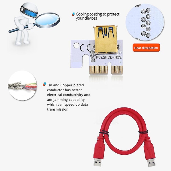 Ver012 USB 3.0 Pci-e Riser för grafikkort X16 Extender för gruvdrift,b