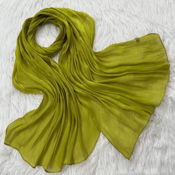 Mångsidig sjal, satinskimrande lång scarf - Gul-Grön