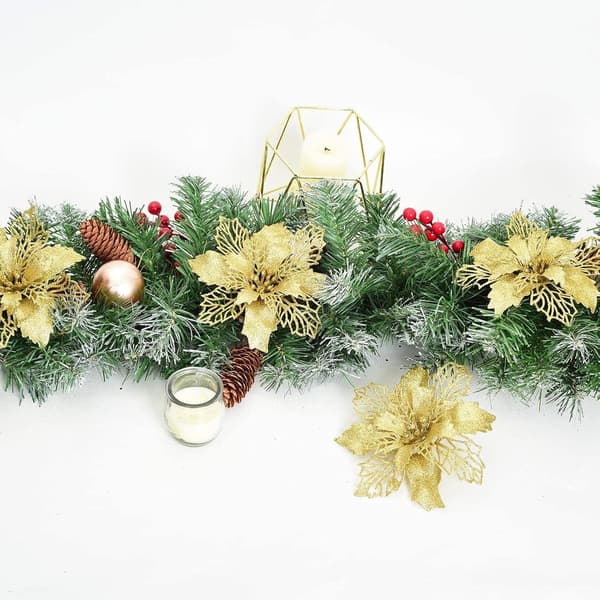 12-pakke Gullglitter Juletre Topper - Julepynt