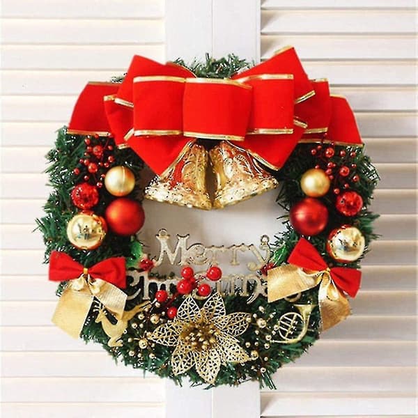 30 cm kunstig julekrans med pynt