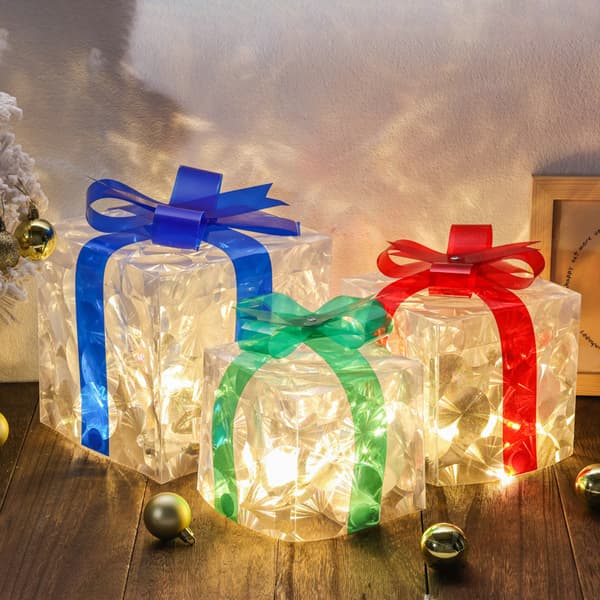 Lysande julklappslåda med laserkattsögonbelysning och varm ljusslinga - Lila - Medium Purple Medium