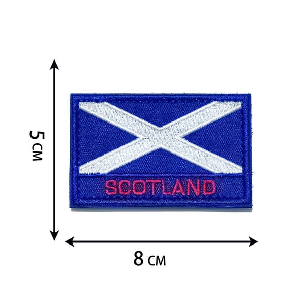 Sett med 2 skotske flagg broderte stoffmerker