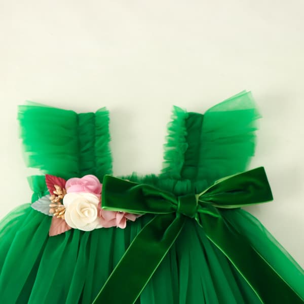 Barnens julklänning Fjärilsknut Mesh Prinsessklänning - Grön -100cm Green 100cm