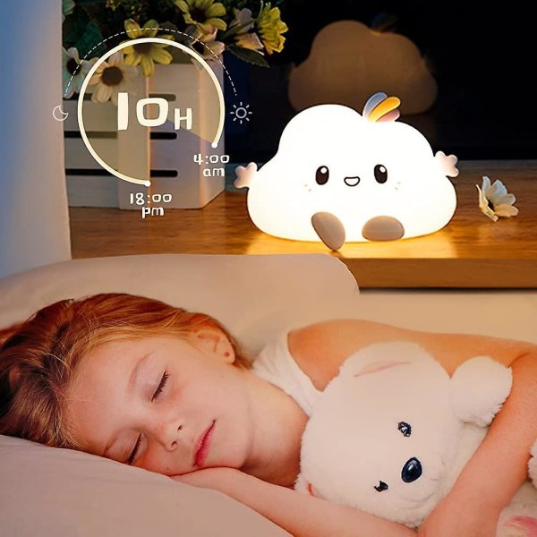 Nattlampa för barn, Led Baby Nattlampa Elektrisk kontaktlampa, Molnljus Nattlampa USB Uppladdningsbar Touch Vuxen Flicka Pojke, Portabel Nattlampa C