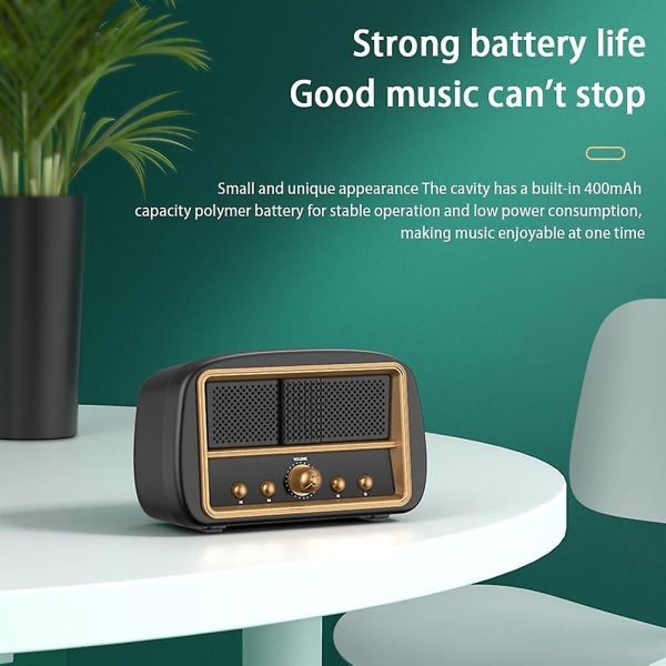 Mini Portable Wireless HIFI Subwoofer Retro Bluetooth Speaker Player Mic|Bärbara högtalare (svart)