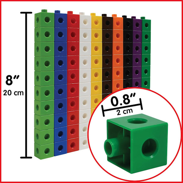 Link Cubes - Sæt med 100 - Matematisk Manipulation til Arkitekter