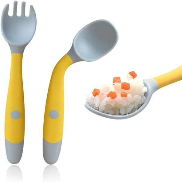 Silikonmatsked Baby Spoon Baby Bestick Sked Gaffel Set