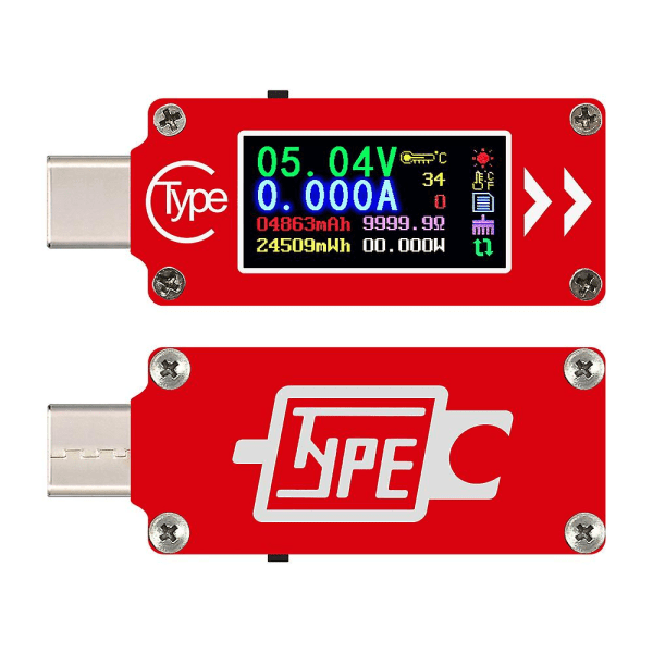 Tc64 Typ-c Färg LCD-skärm USB Voltmeter Amperemeter Spänning Strömmätare Multimeter Batteri Pd Ladda Power Bank USB Tester