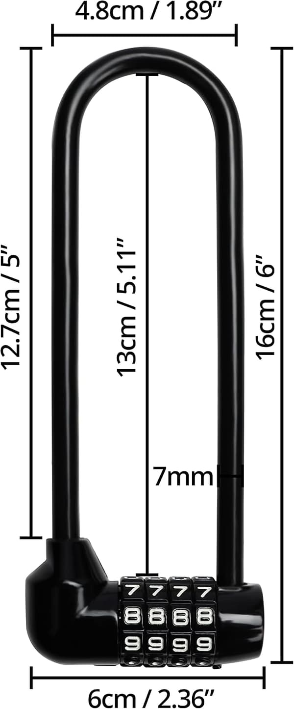 4-siffriga kombinationscykellås (2-pack) - 16 cm, Lås för elcyklar