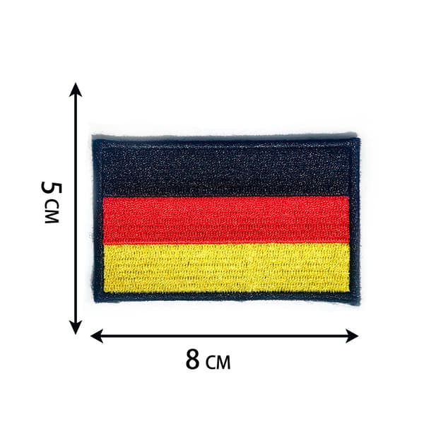 Sæt med 2 broderede stofmærker med tysk flag