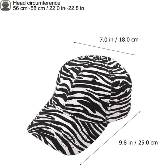 Baseballkasket med kostriber, zebraprint, bomuld og hør