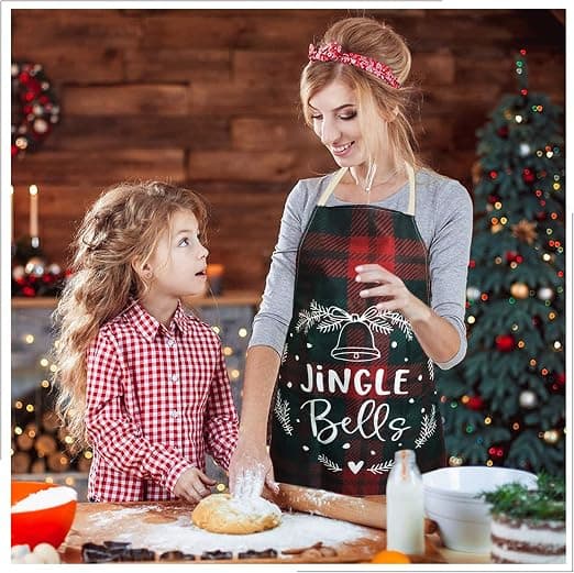 Juleforklæde Køkkenforklæde Glædelig Jul Klokke Klassisk Ternet