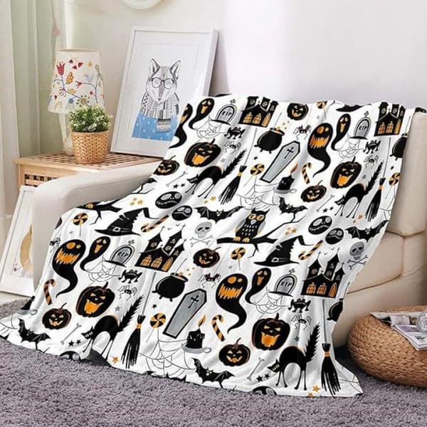 75CM x 100CM Halloween-teppe, perfekt for sofakvelder og senger - 34