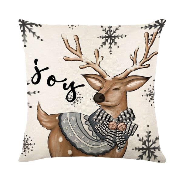 Set med 4 julkuddfodral, snögubbe-mönster, 45 x 45 cm, vit