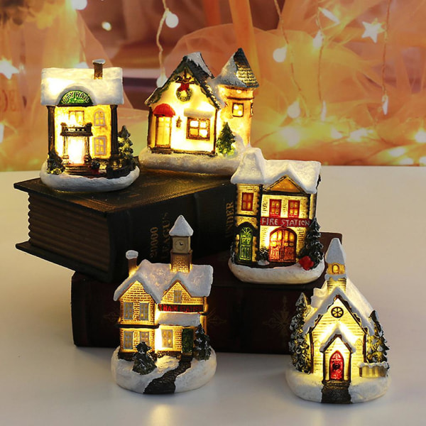 Självlysande Small House Music Led Light Driven Lighting Christmas Resin