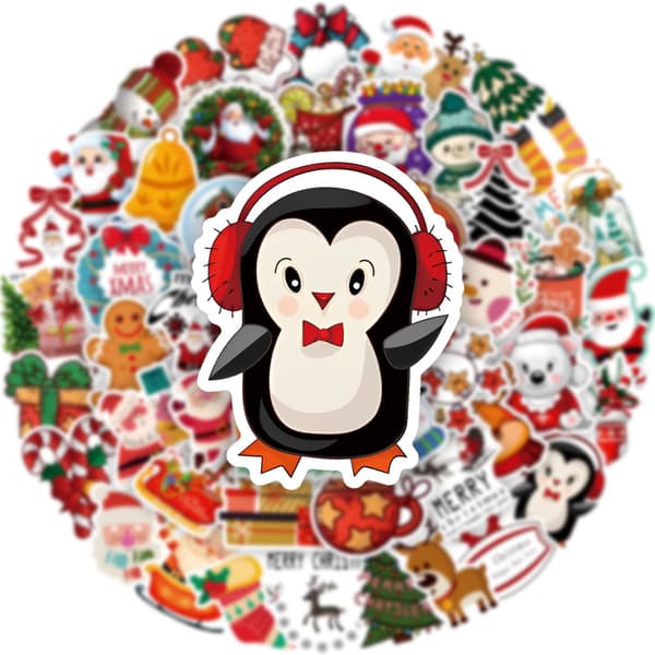100 stk. julegavestickers, vinylstickers, for bærbar PC