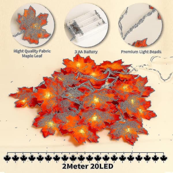Dubbel Maple Leaf Ljus Led Julbelysning Maple Leaf Slinga Varmvitt Inomhus Led Slinga 2m20 Ljus