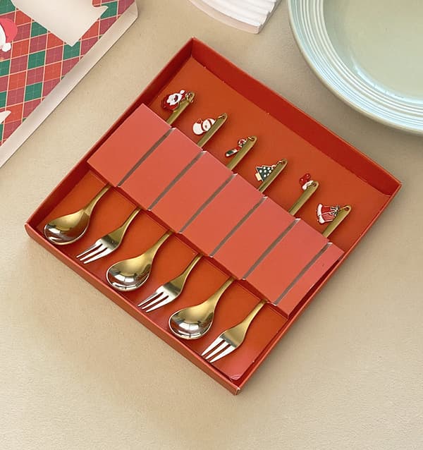 6-delars julskeds- och gaffelset, julklappsset
