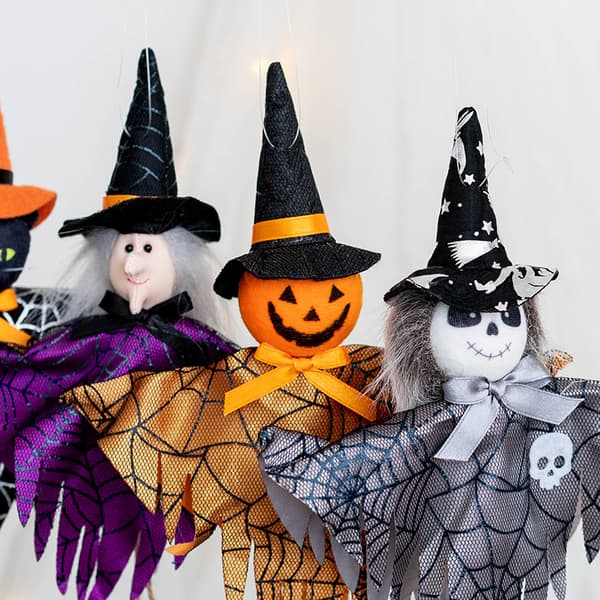 4-pack Halloween hängande spökdekoration - pumpaspöke halm Wi